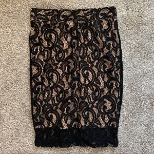 Lace overlay pencil skirt